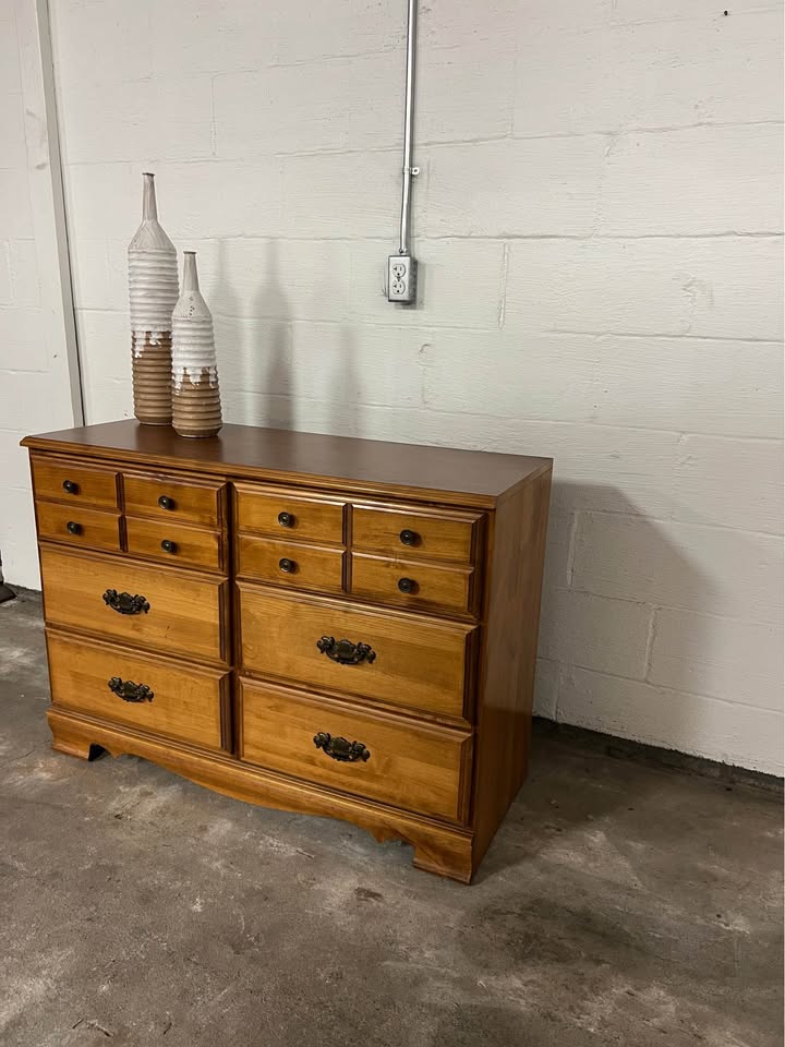 Vintage Wood Dresser — 6 drawers