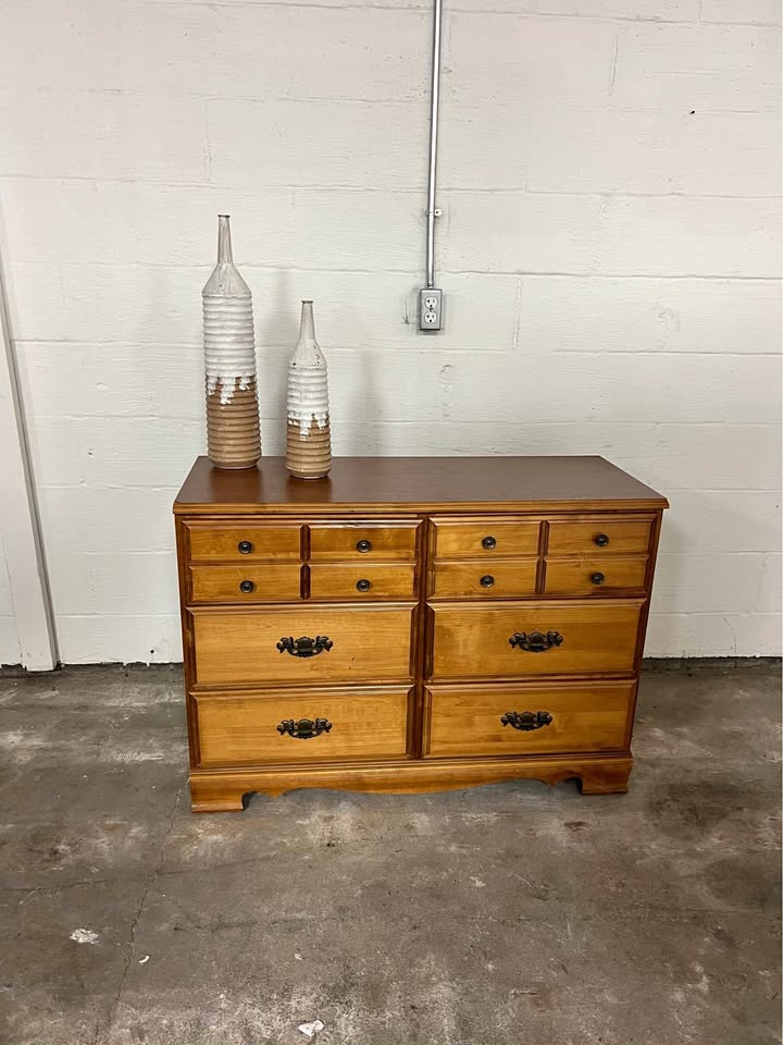 Vintage Wood Dresser — 6 drawers