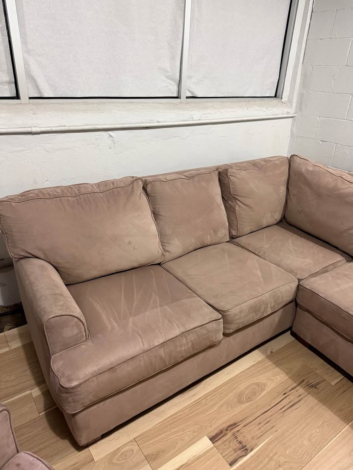 2 Piece Tan Sectional with Chair