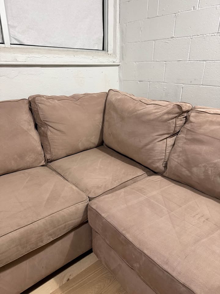 2 Piece Tan Sectional with Chair