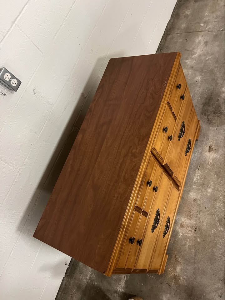 Vintage Wood Dresser — 6 drawers