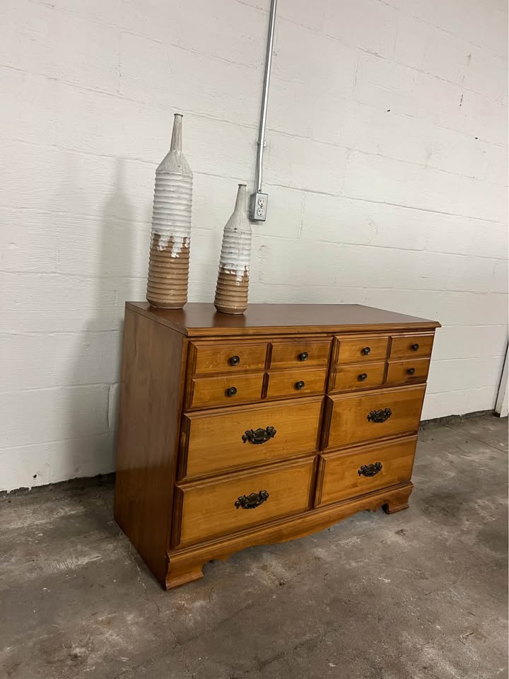 Vintage Wood Dresser — 6 drawers