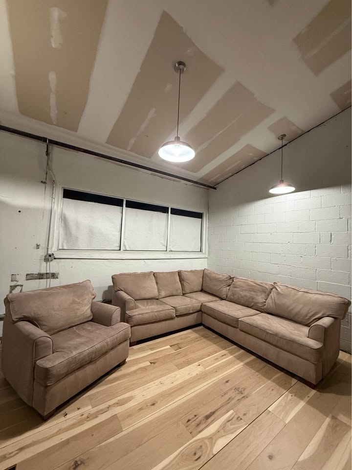 2 Piece Tan Sectional with Chair