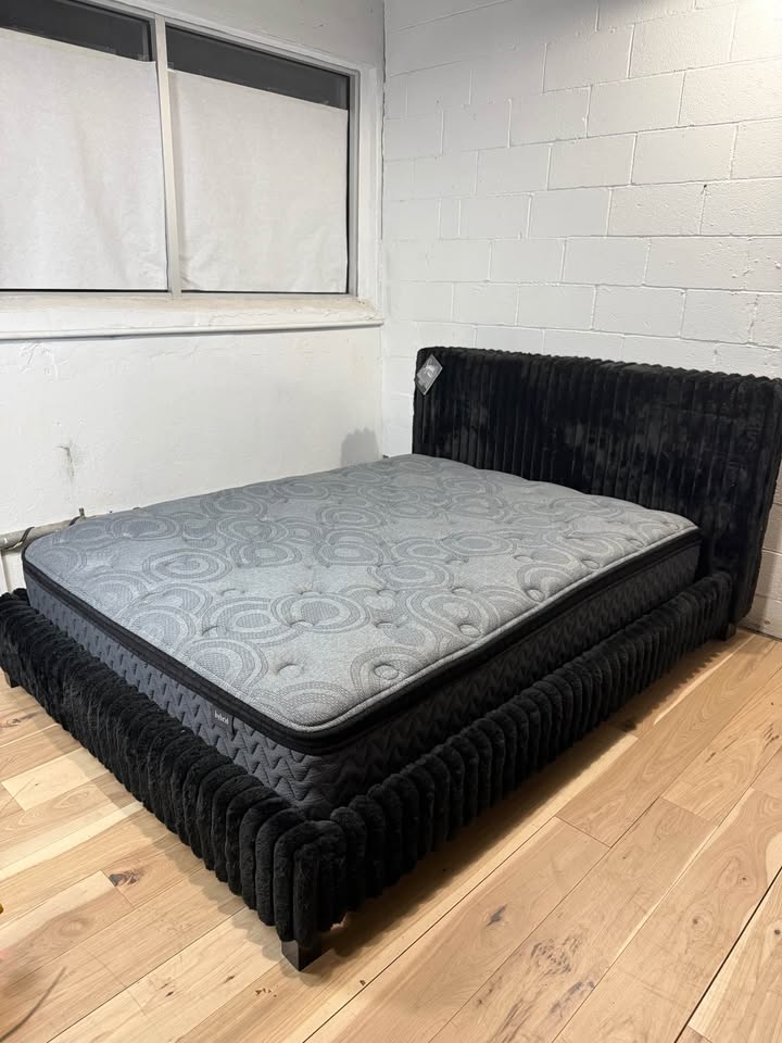 Ashley Queen Corduroy Bed Frame + Mattress Set – Like New