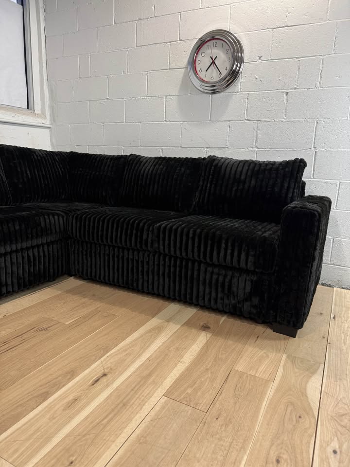 Black L Corduroy Sectional Sofa