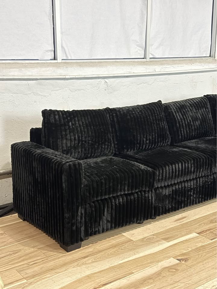 Black L Corduroy Sectional Sofa