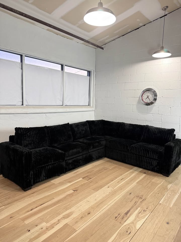 Black L Corduroy Sectional Sofa