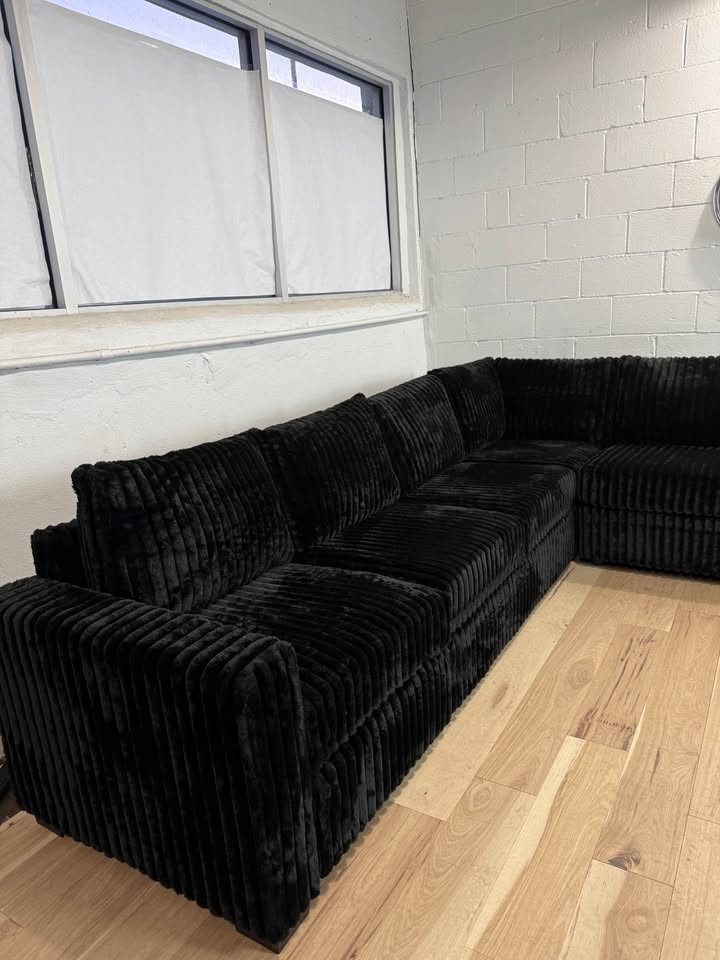 Black L Corduroy Sectional Sofa