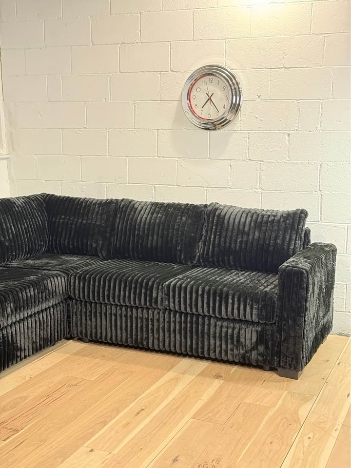 Black L Corduroy Sectional Sofa