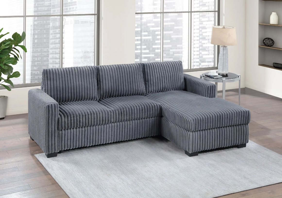 Black Corduroy Sectional